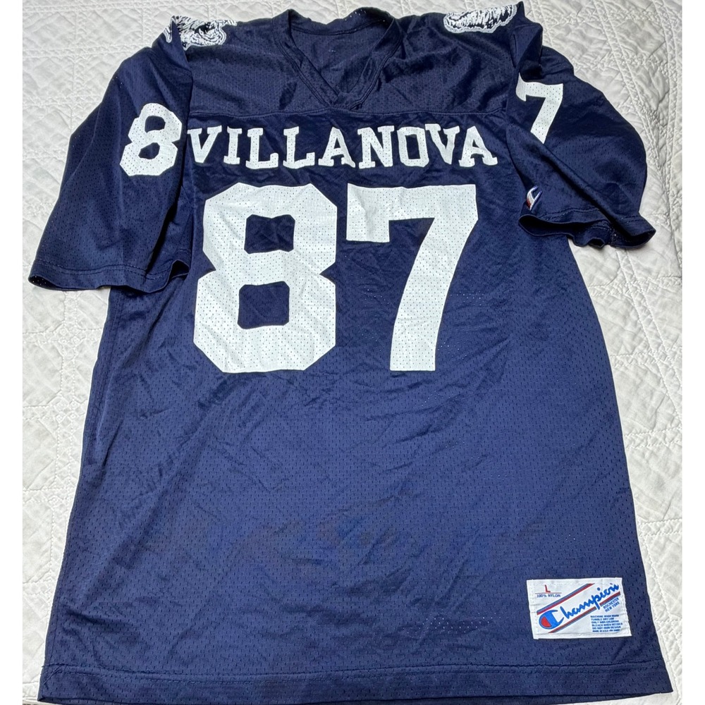Champion Football Jersey Mens Large Blue Villanova 87 Vintage Mesh NCAA